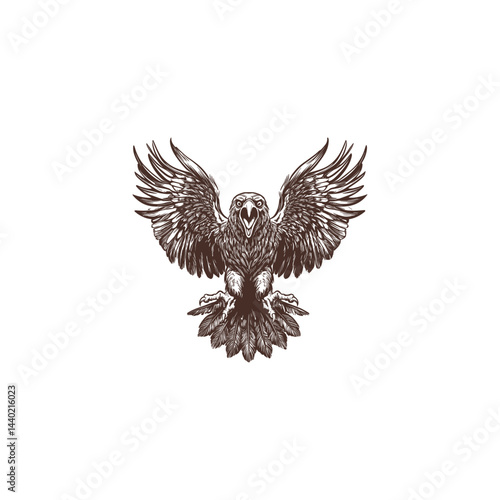 Angry mighty eagle flying design vector template illustration