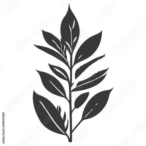 Stylized botanical illustration showcasing elegant, symmetrical leaf arrangement