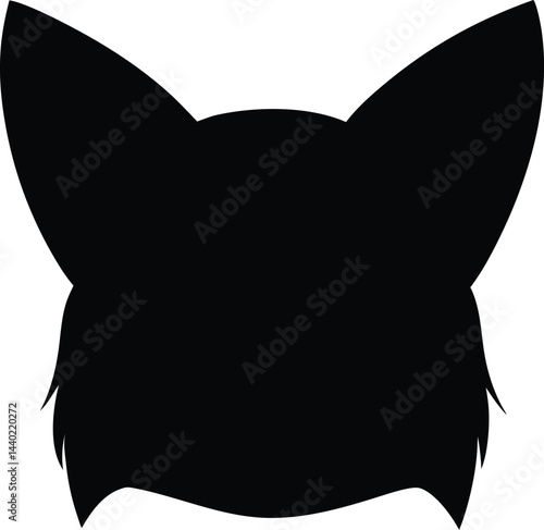 Silhouette of a bateared fox head with distinctive pointed ears facing forward