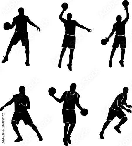 Basketball player vector silhouettes
