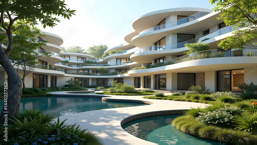 Fototapeta premium Futuristic eco-village focused on sustainability