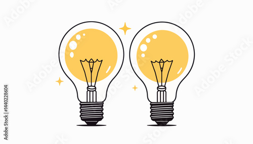 Abstract lightbulbs representing brainstorming ideas on white background, creativity