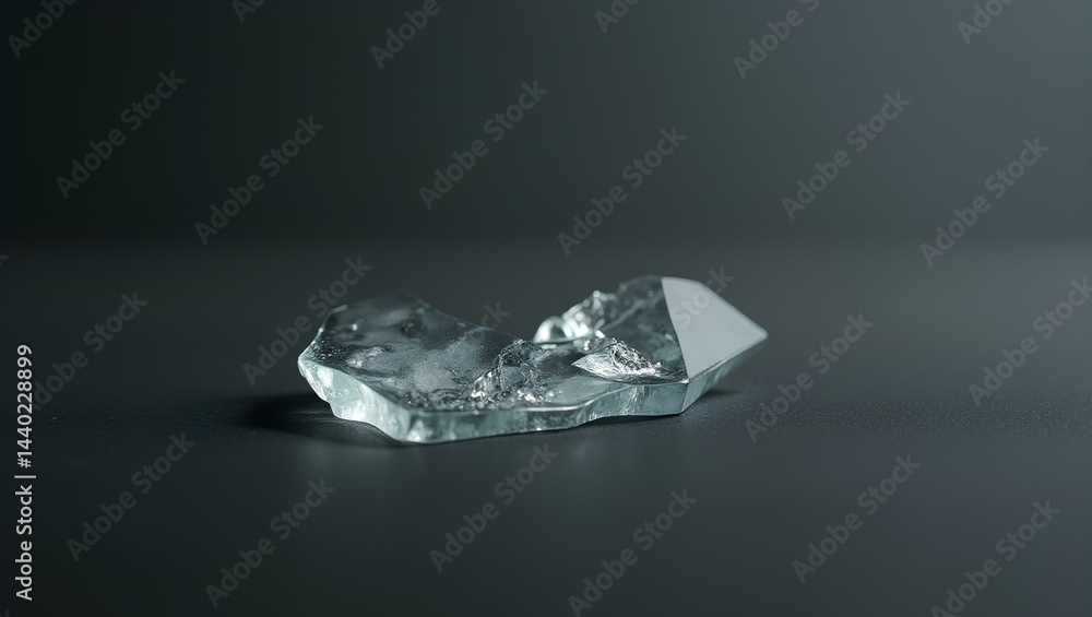 Fototapeta premium Minimalist Broken Glass Shard on Dark Surface