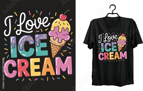 I Love Ice Cream T-shirt Design Generate by AI