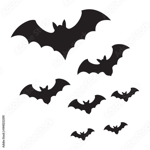 Halloween bat silhouette, minimalist vector 