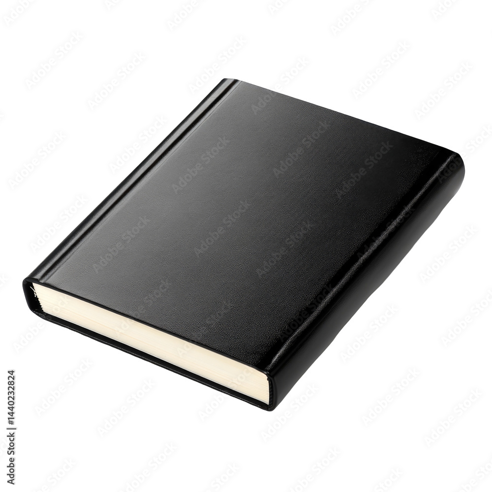 Glossy Hardcover Black Notebook Crisp Image isolated on a transparent backgroun Glossy Hardcover Black Notebook Crisp Image isolated on a transparent backgroun