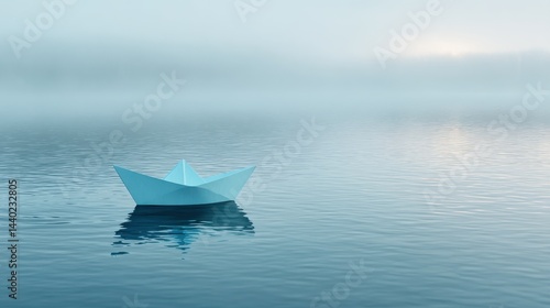 Paper Boat on Misty Waters
