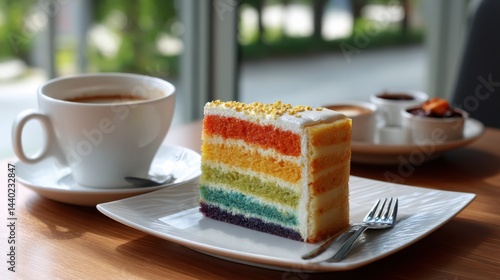 Rainbow Layer Cake with Coffee