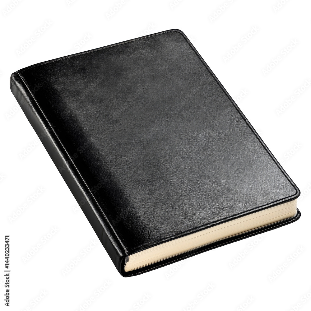 Glossy Hardcover Black Notebook Crisp Image isolated on a transparent backgroun Glossy Hardcover Black Notebook Crisp Image isolated on a transparent backgroun