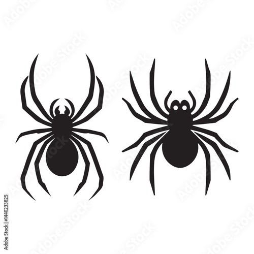 Halloween spider set silhouette, minimalist vector