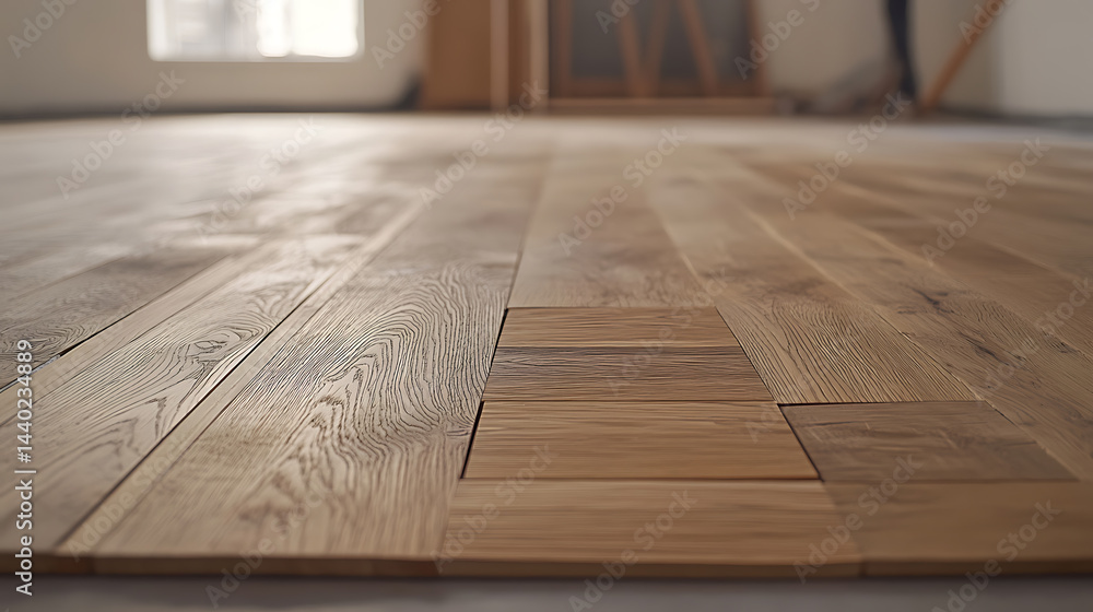 Close-Up of Wooden Parquet Flooring in a Room