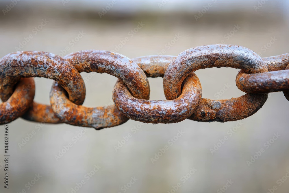 Weathered steel chains showcase rustic strength in a close up shot emphasizing texture and enduring character Weathered steel chains showcase rustic strength in a close up shot emphasizing texture and enduring character
