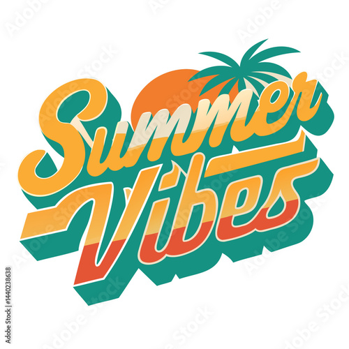 Elegant Summer Vibes Typography with Sunset and Tree for T-Shirts