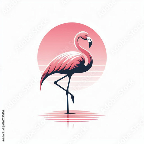 Vector flat flamingo silhouette isolated on white background