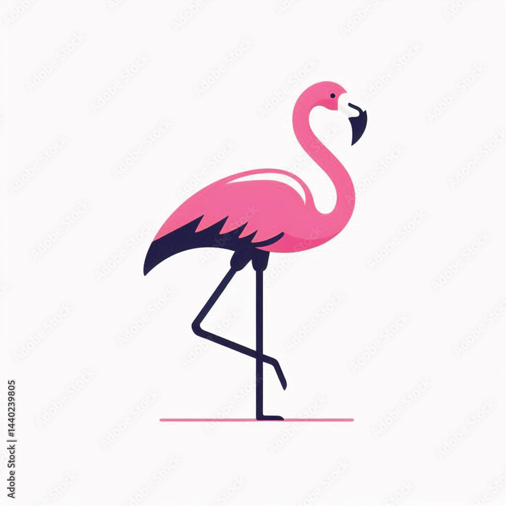Fototapeta premium Vector flat flamingo silhouette isolated on white background