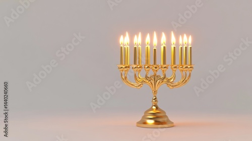 Gold menorah with lit candles