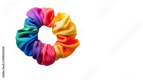 Obraz na płótnie Assorted Satin Scrunchies in Various Colors for Hair Accessories and Fashion Styling on a White Background
w salonie