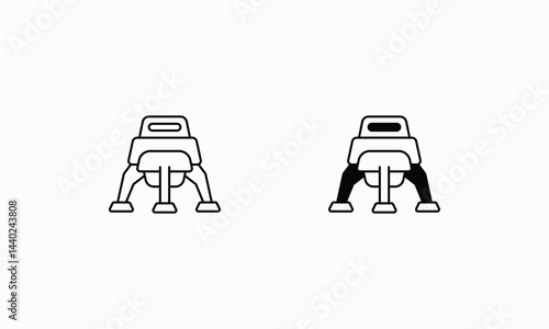 lander icon set Line and Glyph black vector icon stock illustration