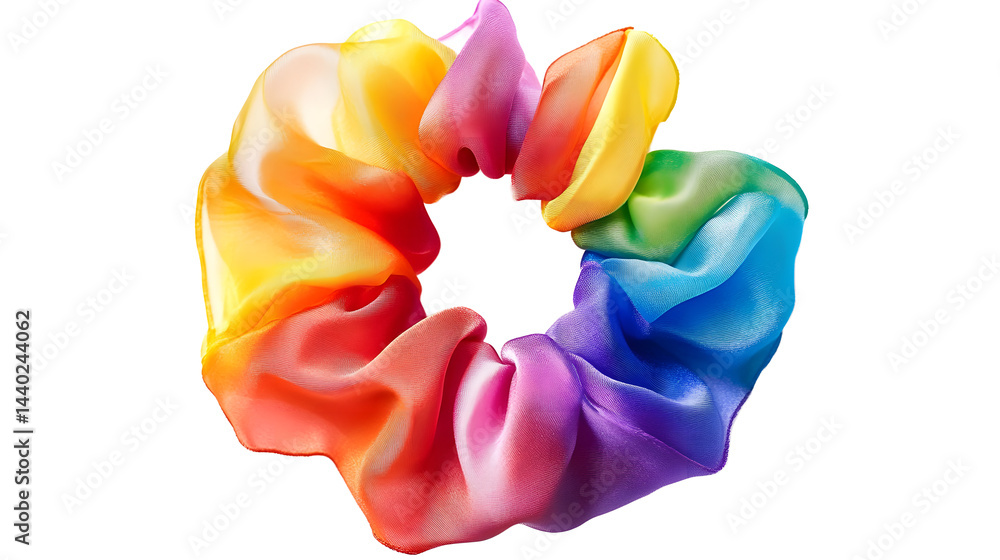 Assorted Satin Scrunchies in Various Colors for Hair Accessories and Fashion Styling on a White Background