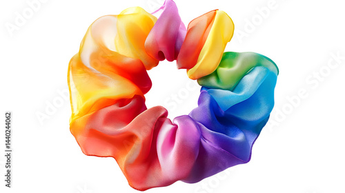 Obraz na płótnie Assorted Satin Scrunchies in Various Colors for Hair Accessories and Fashion Styling on a White Background
w salonie