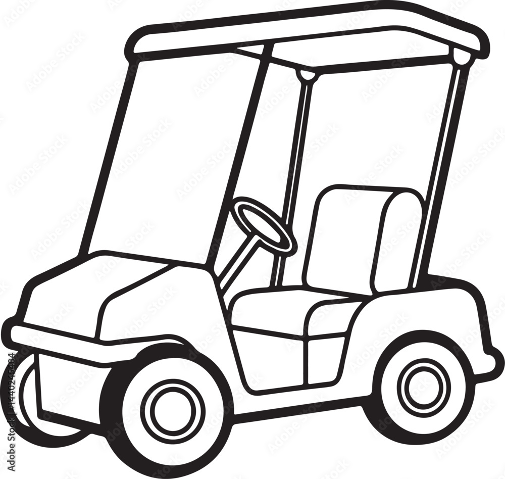 custom made wallpaper toronto digitalgolf cart line art, black outline, vector and illustration, coloring book page line art drawing