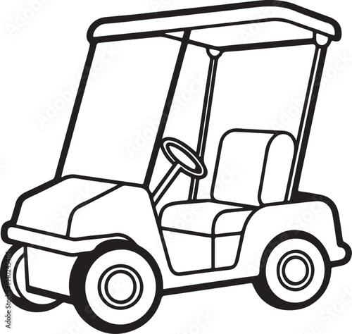 Wallpaper Mural golf cart line art, black outline, vector and illustration, coloring book page line art drawing Torontodigital.ca