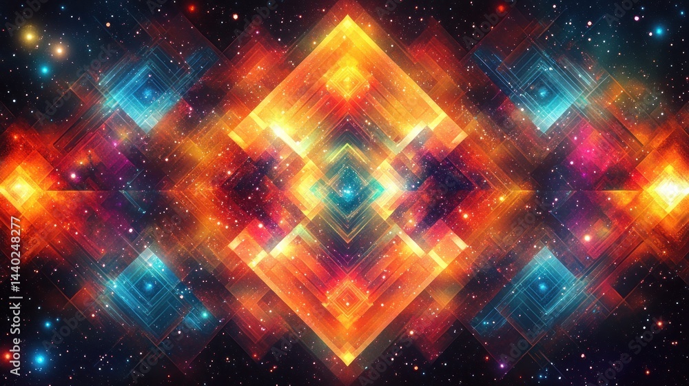 Cosmic Geometry: A Symphony of Light and Color Cosmic Geometry: A Symphony of Light and Color
