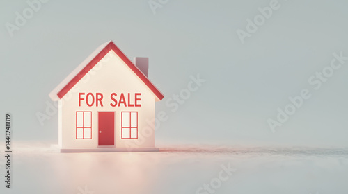 Wallpaper Mural Minimal real estate advertisement featuring glowing house model with words FOR SALE prominently displayed. This evokes sense of opportunity and potential for buyers Torontodigital.ca