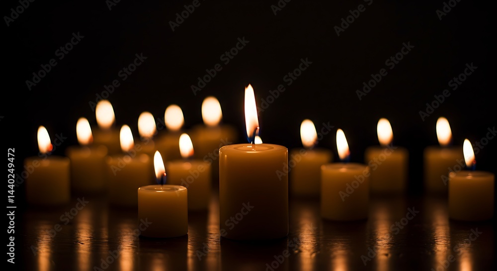Candles Burning Warmly in the Dark Creating a Relaxing Atmosphere Candles Burning Warmly in the Dark Creating a Relaxing Atmosphere