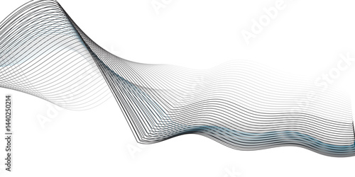  Abstract vector illustration with smooth black and gray curved lines creating wave patterns on a white background, with slight touches of light blue shading."