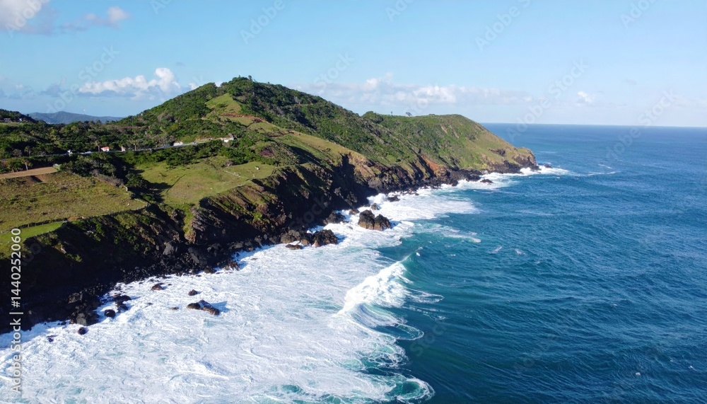 Fototapeta premium Coastal Cliffside Landscape with Ocean Waves