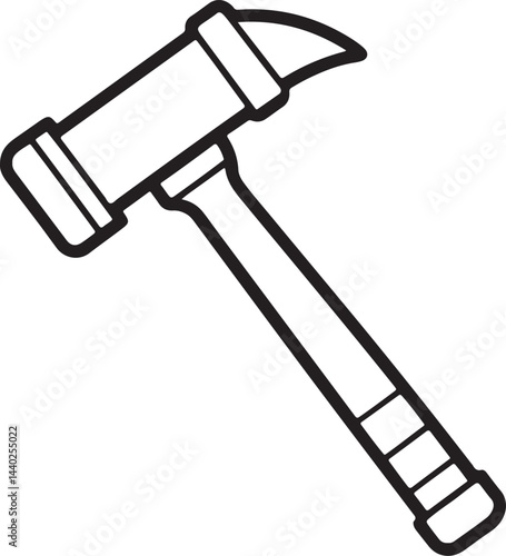 hammer line art, black outline, vector and illustration, coloring book page line art drawing