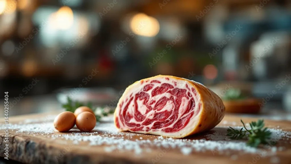 Fototapeta premium Traditional guanciale on cutting board
