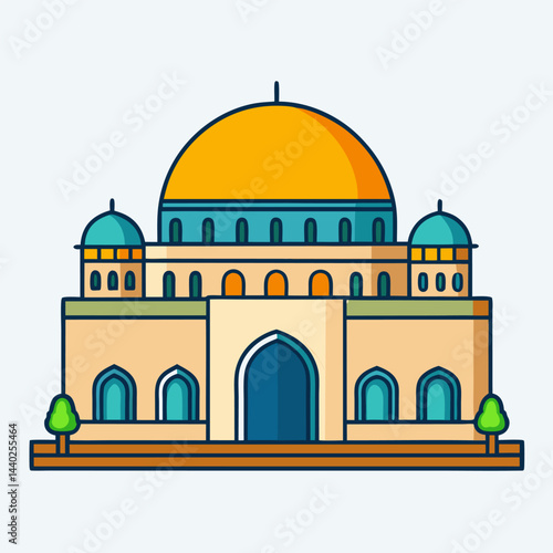 Dome of the Rock in Al-Aqsa mosque Jerusalem, Palestine. vector illustration, Eps
