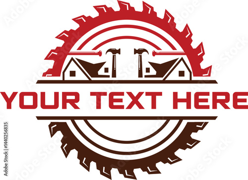 Carpentry logo emblem vintage red and black for home furnishing and woodworking logo, t shirt etc