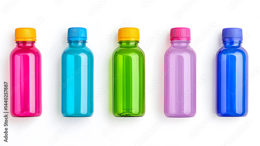 Different blank colored plastic bottles collection, isolated on white background Different blank colored plastic bottles collection, isolated on white background