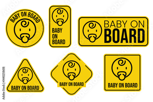 baby on board sticker in different size vector design