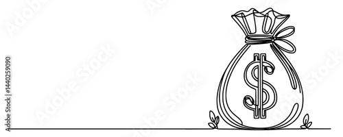 Money Bag Illustration with Dollar Sign – Finance, Wealth, Savings, Investment