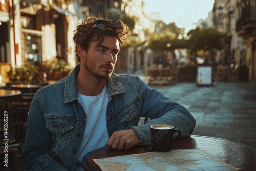 Man Sightseeing at a Travel Destination on a Sunny Day