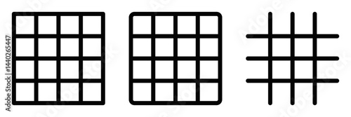 Grid and table vector illustration in simple line art. Editable stroke.