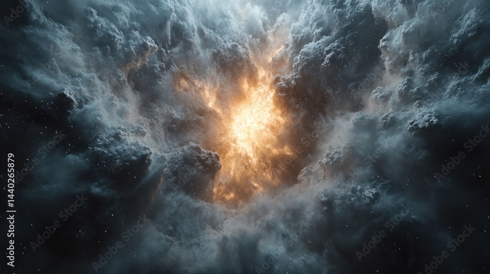 Cosmic Nebula: A fiery heart amidst a celestial storm Cosmic Nebula: A fiery heart amidst a celestial storm
