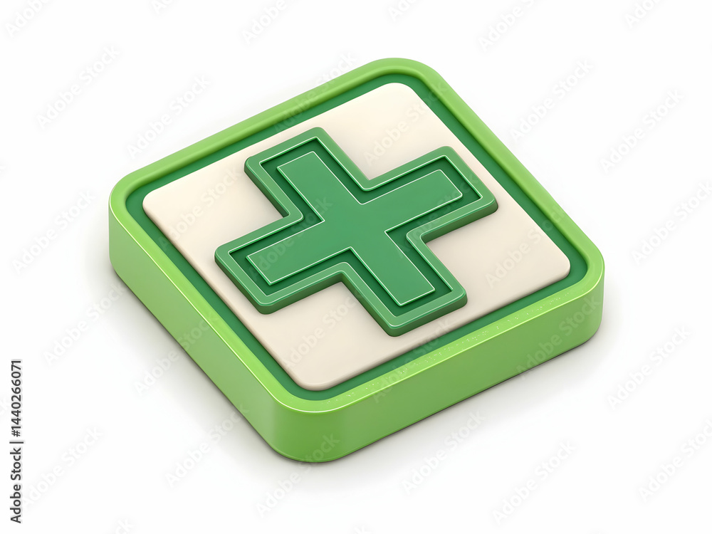 Fototapeta premium Green Plus Sign Icon on a Modern Button Style Background