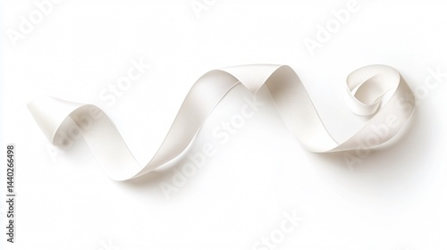 Elegant Blank White Ribbon Scroll on White Background