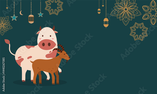 Animal Sacrifice for Eid al Adha Illustrating background vector