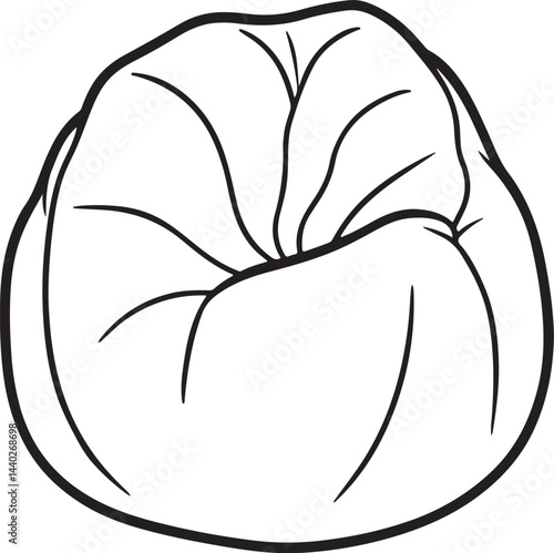 bean bag chair line art, black outline, vector and illustration, coloring book page line art drawing