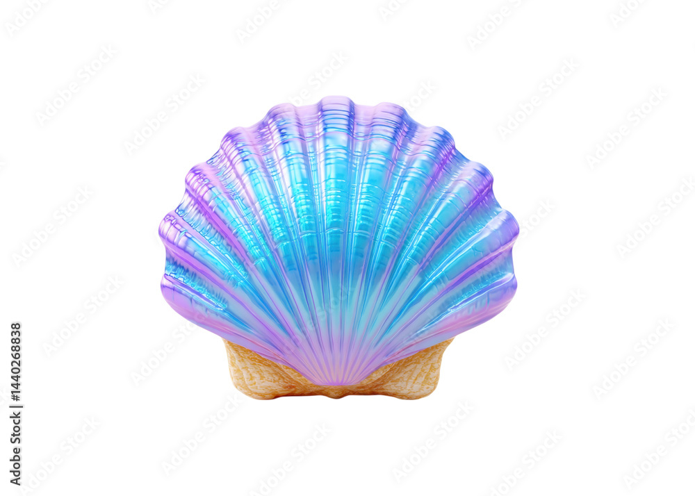 Fototapeta premium Colorful and Iridescent Seashell on a Transparent Background for Creative Projects