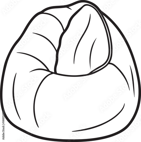 bean bag chair line art, black outline, vector and illustration, coloring book page line art drawing