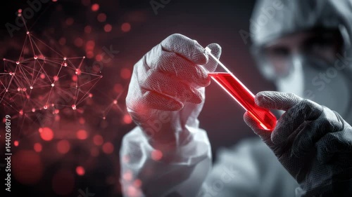A close-up of a scientist holding a test tube, symbolizing scientific research and experiments.