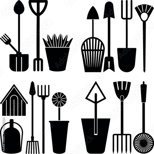 farm tools vector silhouette