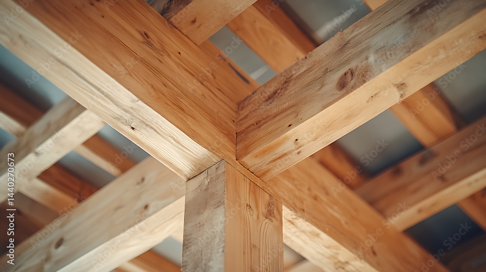 Close-Up of Wooden Beam Structure Close-Up of Wooden Beam Structure